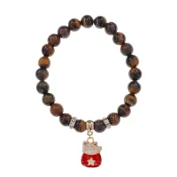 Браслет Манеки-Неко (защита дома) нат.кам. Тигровый глаз 8мм BS-CR-1009