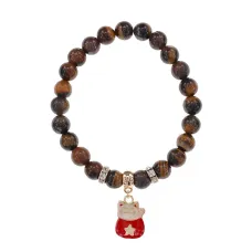 Браслет Манеки-Неко (защита дома) нат.кам. Тигровый глаз 8мм BS-CR-1009