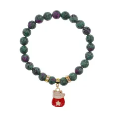 Браслет Манеки-Неко (защита дома) синт.кам. Цоизит 8мм BS-CR-1012