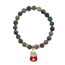 Браслет Манеки-Неко (защита дома) нат.кам. Яшма 8мм BS-CR-1015