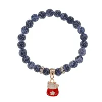 Браслет Манеки-Неко (защита дома) нат.кам. синий Африк. агат 8мм BS-CR-1017