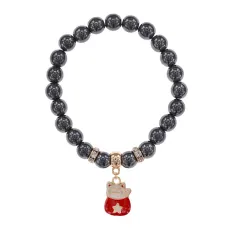 Браслет Манеки-Неко (защита дома) синт.кам. Гематит 8мм BS-CR-1018