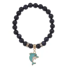 Браслет Дельфин (добро, независимость, защита) синт.кам. Синий авантюрин 8мм BS-CR-1022