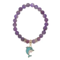 Браслет Дельфин (добро, независимость, защита) нат.кам. Аметист 8мм BS-CR-1023