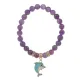 Браслет Дельфин (добро, независимость, защита) нат.кам. Аметист 8мм BS-CR-1023