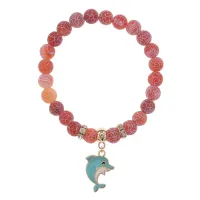 Браслет Дельфин (добро, независимость, защита) нат.кам. Африканский агат 8мм BS-CR-1024