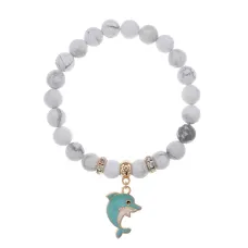 Браслет Дельфин (добро, независимость, защита) нат.кам. Кахолонг 8мм BS-CR-1027