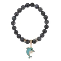 Браслет Дельфин (добро, независимость, защита) нат.кам. Лабрадор 8мм BS-CR-1028