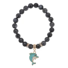 Браслет Дельфин (добро, независимость, защита) нат.кам. Лабрадор 8мм BS-CR-1028