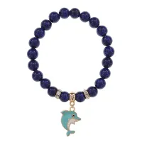 Браслет Дельфин (добро, независимость, защита) нат.кам. Лазурит 8мм BS-CR-1030