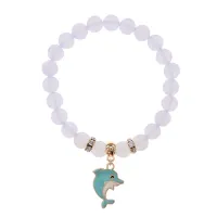 Браслет Дельфин (добро, независимость, защита) синт.кам. Лунный камень 8мм BS-CR-1031