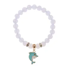 Браслет Дельфин (добро, независимость, защита) синт.кам. Лунный камень 8мм BS-CR-1031