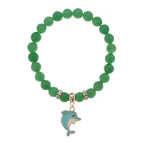 Браслет Дельфин (добро, независимость, защита) нат.кам. Нефрит 8мм BS-CR-1033