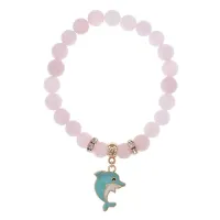 Браслет Дельфин (добро, независимость, защита) нат.кам. Розовый кварц 8мм BS-CR-1035