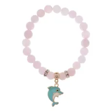 Браслет Дельфин (добро, независимость, защита) нат.кам. Розовый кварц 8мм BS-CR-1035