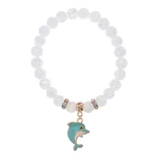 Браслет Дельфин (добро, независимость, защита) синт.кам. Сахарный кварц 8мм BS-CR-1036