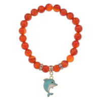 Браслет Дельфин (добро, независимость, защита) нат.кам. Сердолик 8мм BS-CR-1037