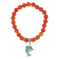 Браслет Дельфин (добро, независимость, защита) нат.кам. Сердолик 8мм BS-CR-1037