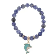 Браслет Дельфин (добро, независимость, защита) нат.кам. Содалит 8мм BS-CR-1038
