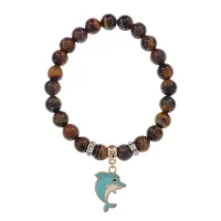 Браслет Дельфин (добро, независимость, защита) нат.кам. Тигровый глаз 8мм BS-CR-1039