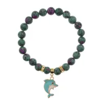 Браслет Дельфин (добро, независимость, защита) синт.кам. Цоизит 8мм BS-CR-1042