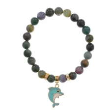 Браслет Дельфин (добро, независимость, защита) нат.кам. Яшма 8мм BS-CR-1045