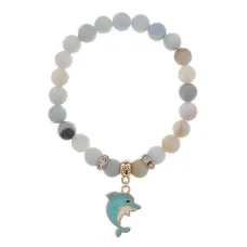 Браслет Дельфин (добро, независимость, защита) нат.кам. Амазонит 8мм BS-CR-1046