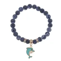 Браслет Дельфин (добро, независимость, защита) нат.кам. синий Африк. агат 8мм BS-CR-1047