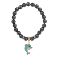 Браслет Дельфин (добро, независимость, защита) синт.кам. Гематит (не магнит.) 8мм BS-CR-1048