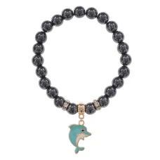 Браслет Дельфин (добро, независимость, защита) синт.кам. Гематит (не магнит.) 8мм BS-CR-1048