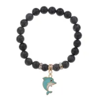 Браслет Дельфин (добро, независимость, защита) нат.кам. Змеевик 8мм BS-CR-1049