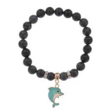 Браслет Дельфин (добро, независимость, защита) нат.кам. Змеевик 8мм BS-CR-1049