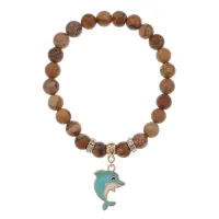 Браслет Дельфин (добро, независимость, защита) нат.кам. Песочная яшма 8мм BS-CR-1050