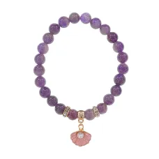 Браслет Жемчужина (богатство, здоровье, счастье) нат.кам. Аметист 8мм BS-CR-1053