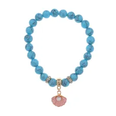 Браслет Жемчужина (богатство, здоровье, счастье) синт.кам. Бирюза 8мм BS-CR-1055