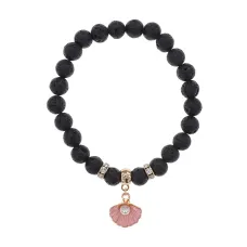 Браслет Жемчужина (богатство, здоровье, счастье) нат.кам. Лава 8мм BS-CR-1059