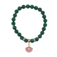 Браслет Жемчужина (богатство, здоровье, счастье) синт.кам. Малахит 8мм BS-CR-1062