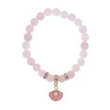Браслет Жемчужина (богатство, здоровье, счастье) нат.кам. Розовый кварц 8мм BS-CR-1065