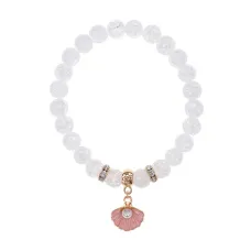 Браслет Жемчужина (богатство, здоровье, счастье) синт.кам. Сахарный кварц 8мм BS-CR-1066