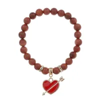Браслет Сердце со стрелой (любовь) синт.кам. Корич. авантюрин 8мм BS-CR-1081