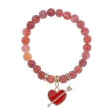 Браслет Сердце со стрелой (любовь) нат.кам. Африканский агат 8мм BS-CR-1084