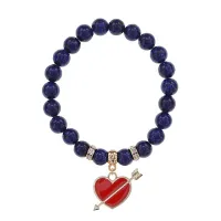 Браслет Сердце со стрелой (любовь) нат.кам. Лазурит 8мм BS-CR-1090
