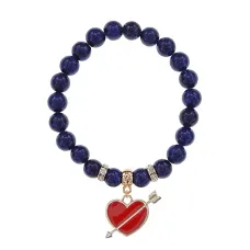 Браслет Сердце со стрелой (любовь) нат.кам. Лазурит 8мм BS-CR-1090