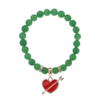 Браслет Сердце со стрелой (любовь) нат.кам. Нефрит 8мм BS-CR-1093