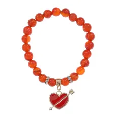 Браслет Сердце со стрелой (любовь) нат.кам. Сердолик 8мм BS-CR-1097