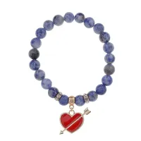 Браслет Сердце со стрелой (любовь) нат.кам. Содалит 8мм BS-CR-1098