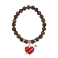 Браслет Сердце со стрелой (любовь) нат.кам. Тигровый глаз 8мм BS-CR-1099