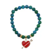 Браслет Сердце со стрелой (любовь) синт.кам. Хризоколла 8мм BS-CR-1101