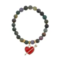Браслет Сердце со стрелой (любовь) нат.кам. Яшма 8мм BS-CR-1105