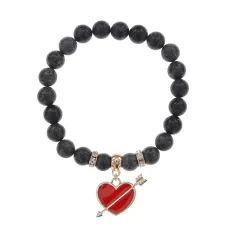 Браслет Сердце со стрелой (любовь) нат.кам. Змеевик 8мм BS-CR-1109